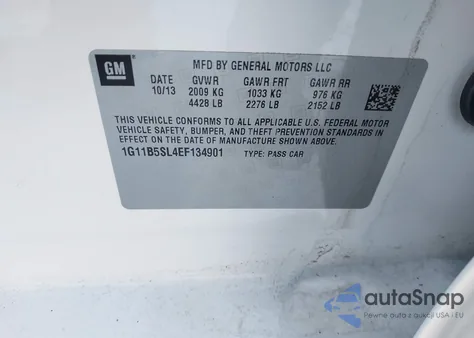 2014 Chevrolet Malibu 1Ls from USA, damaged, VIN 1G11B5SL4EF134901